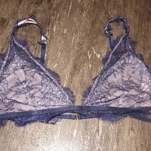 Victoria's Secret dark blue unlined lace bralette size M